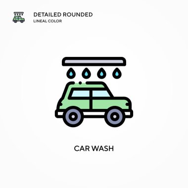 Araba yıkama vektör simgesi. Modern vektör illüstrasyon kavramları. Düzenlemesi ve kişiselleştirmesi kolay.
