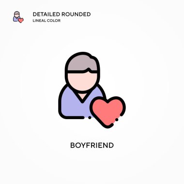 Erkek arkadaş vektör simgesi. Modern vektör illüstrasyon kavramları. Düzenlemesi ve kişiselleştirmesi kolay.