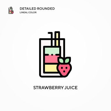 Çilek suyu ikonu. Modern vektör illüstrasyon kavramları. Düzenlemesi ve kişiselleştirmesi kolay.