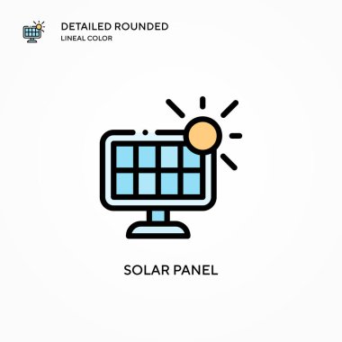 Güneş paneli vektör simgesi. Modern vektör illüstrasyon kavramları. Düzenlemesi ve kişiselleştirmesi kolay.