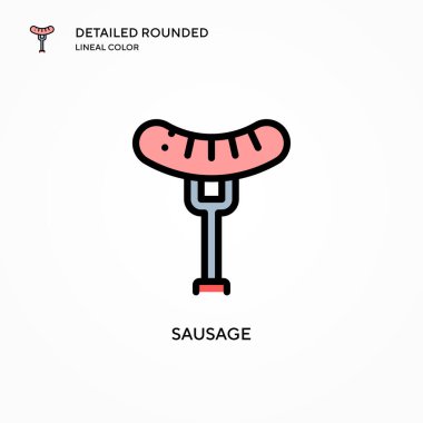 Sosis vektör simgesi. Modern vektör illüstrasyon kavramları. Düzenlemesi ve kişiselleştirmesi kolay.