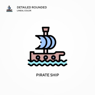 Korsan gemi vektör simgesi. Modern vektör illüstrasyon kavramları. Düzenlemesi ve kişiselleştirmesi kolay.