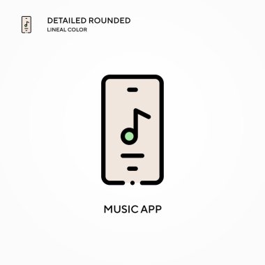 Müzik uygulaması vektör simgesi. Modern vektör illüstrasyon kavramları. Düzenlemesi ve kişiselleştirmesi kolay.
