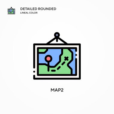 Map2 vektör simgesi. Modern vektör illüstrasyon kavramları. Düzenlemesi ve kişiselleştirmesi kolay.