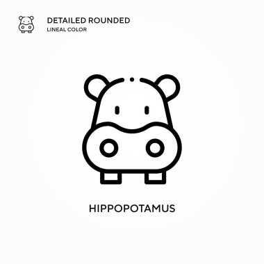 Hippopotam vektör simgesi. Modern vektör illüstrasyon kavramları. Düzenlemesi ve kişiselleştirmesi kolay.