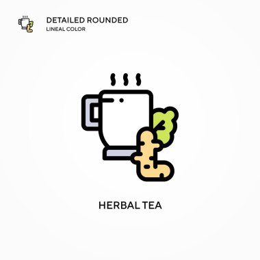 Bitkisel çay ikonu. Modern vektör illüstrasyon kavramları. Düzenlemesi ve kişiselleştirmesi kolay.