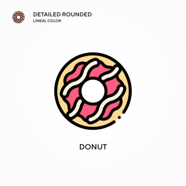 Donut vektör simgesi. Modern vektör illüstrasyon kavramları. Düzenlemesi ve kişiselleştirmesi kolay.