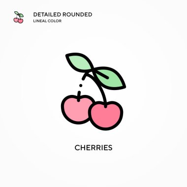 Kiraz vektör simgesi. Modern vektör illüstrasyon kavramları. Düzenlemesi ve kişiselleştirmesi kolay.