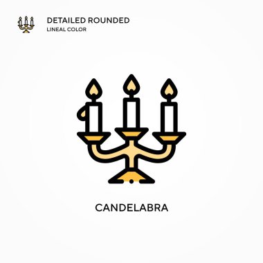 Şamdan vektör ikonu. Modern vektör illüstrasyon kavramları. Düzenlemesi ve kişiselleştirmesi kolay.