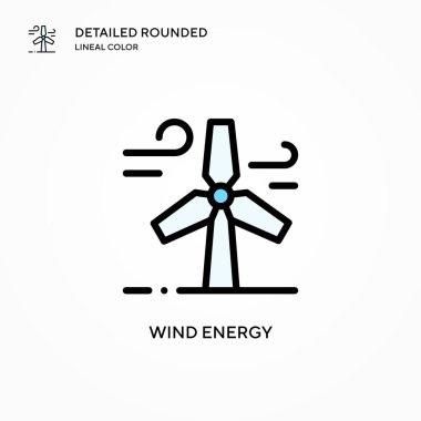 Rüzgar enerjisi vektör simgesi. Modern vektör illüstrasyon kavramları. Düzenlemesi ve kişiselleştirmesi kolay.