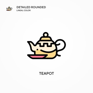 Çaydanlık vektör simgesi. Modern vektör illüstrasyon kavramları. Düzenlemesi ve kişiselleştirmesi kolay.
