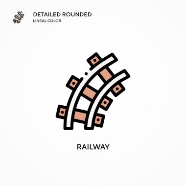 Demiryolu vektör simgesi. Modern vektör illüstrasyon kavramları. Düzenlemesi ve kişiselleştirmesi kolay.