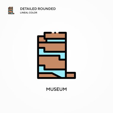 Müze vektör simgesi. Modern vektör illüstrasyon kavramları. Düzenlemesi ve kişiselleştirmesi kolay.