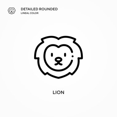 Aslan vektör simgesi. Modern vektör illüstrasyon kavramları. Düzenlemesi ve kişiselleştirmesi kolay.