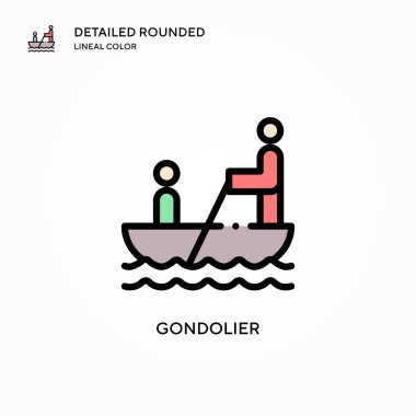 Gondolcu vektör simgesi. Modern vektör illüstrasyon kavramları. Düzenlemesi ve kişiselleştirmesi kolay.