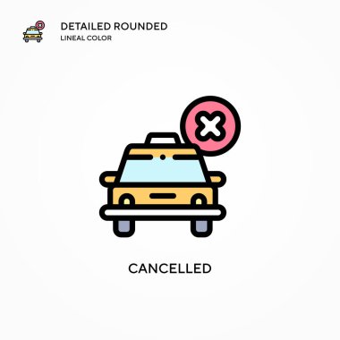 İptal edilmiş vektör simgesi. Modern vektör illüstrasyon kavramları. Düzenlemesi ve kişiselleştirmesi kolay.