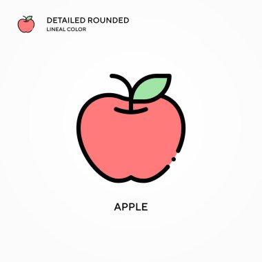 Elma vektör simgesi. Modern vektör illüstrasyon kavramları. Düzenlemesi ve kişiselleştirmesi kolay.
