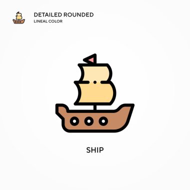 Gemi vektör simgesi. Modern vektör illüstrasyon kavramları. Düzenlemesi ve kişiselleştirmesi kolay.