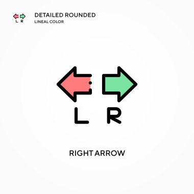 Sağ ok vektör simgesi. Modern vektör illüstrasyon kavramları. Düzenlemesi ve kişiselleştirmesi kolay.