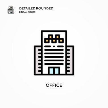 Ofis vektör simgesi. Modern vektör illüstrasyon kavramları. Düzenlemesi ve kişiselleştirmesi kolay.