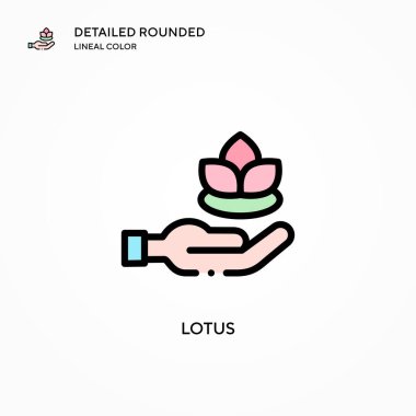 Lotus vektör simgesi. Modern vektör illüstrasyon kavramları. Düzenlemesi ve kişiselleştirmesi kolay.