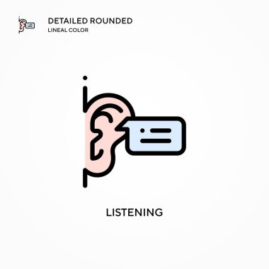 Vektör simgesi dinleniyor. Modern vektör illüstrasyon kavramları. Düzenlemesi ve kişiselleştirmesi kolay.