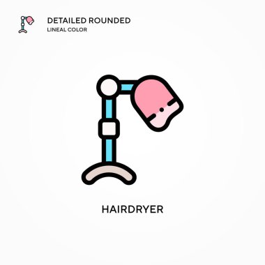 Saç kurutma makinesi vektör simgesi. Modern vektör illüstrasyon kavramları. Düzenlemesi ve kişiselleştirmesi kolay.