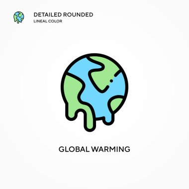 Küresel ısınma vektör simgesi. Modern vektör illüstrasyon kavramları. Düzenlemesi ve kişiselleştirmesi kolay.