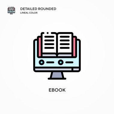 Ebook vektör simgesi. Modern vektör illüstrasyon kavramları. Düzenlemesi ve kişiselleştirmesi kolay.
