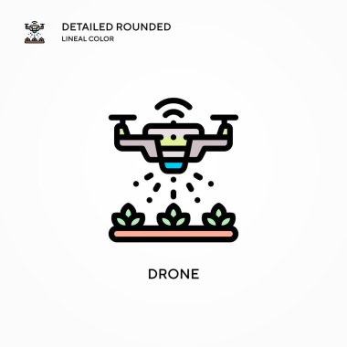 Drone vektör simgesi. Modern vektör illüstrasyon kavramları. Düzenlemesi ve kişiselleştirmesi kolay.