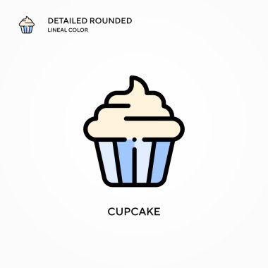 Cupcake vektör simgesi. Modern vektör illüstrasyon kavramları. Düzenlemesi ve kişiselleştirmesi kolay.