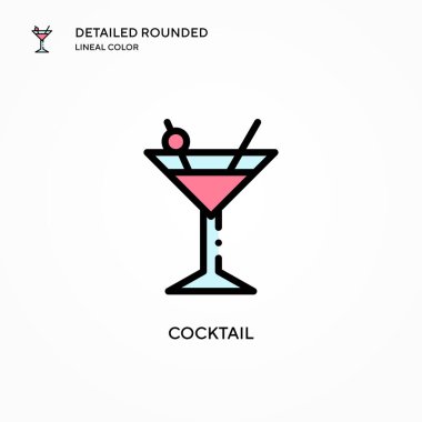 Kokteyl vektör simgesi. Modern vektör illüstrasyon kavramları. Düzenlemesi ve kişiselleştirmesi kolay.