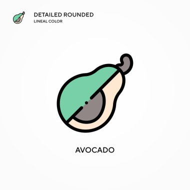 Avokado vektör simgesi. Modern vektör illüstrasyon kavramları. Düzenlemesi ve kişiselleştirmesi kolay.