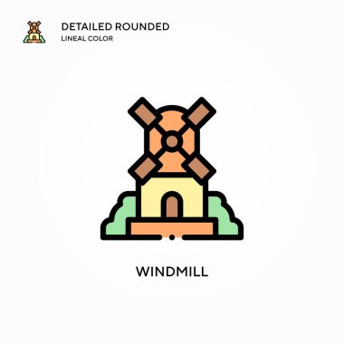Yel değirmeni ikonu. Modern vektör illüstrasyon kavramları. Düzenlemesi ve kişiselleştirmesi kolay.