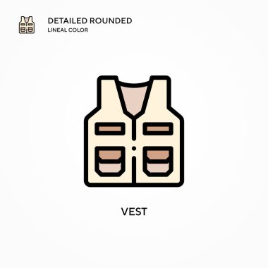 Yelek vektör simgesi. Modern vektör illüstrasyon kavramları. Düzenlemesi ve kişiselleştirmesi kolay.