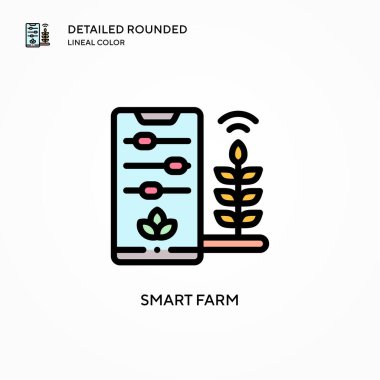 Akıllı çiftlik vektör simgesi. Modern vektör illüstrasyon kavramları. Düzenlemesi ve kişiselleştirmesi kolay.