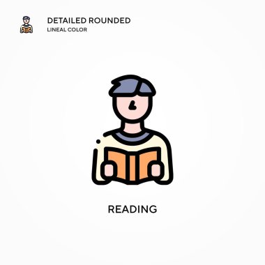 Vektör simgesi okunuyor. Modern vektör illüstrasyon kavramları. Düzenlemesi ve kişiselleştirmesi kolay.