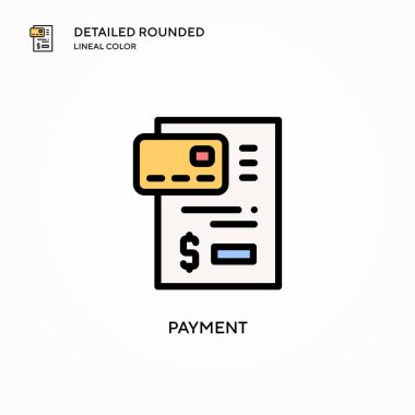 Ödeme vektör simgesi. Modern vektör illüstrasyon kavramları. Düzenlemesi ve kişiselleştirmesi kolay.