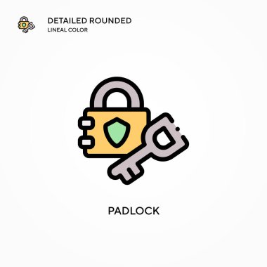 Asma kilit vektör simgesi. Modern vektör illüstrasyon kavramları. Düzenlemesi ve kişiselleştirmesi kolay.