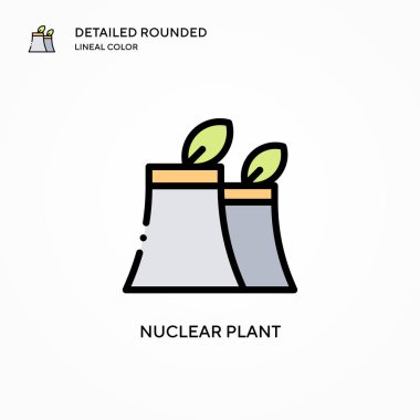 Nükleer santral vektör simgesi. Modern vektör illüstrasyon kavramları. Düzenlemesi ve kişiselleştirmesi kolay.