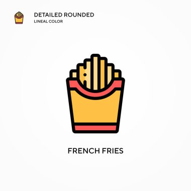 Patates kızartması vektör ikonu. Modern vektör illüstrasyon kavramları. Düzenlemesi ve kişiselleştirmesi kolay.