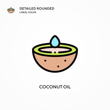 Hindistan cevizi yağı vektör simgesi. Modern vektör illüstrasyon kavramları. Düzenlemesi ve kişiselleştirmesi kolay.