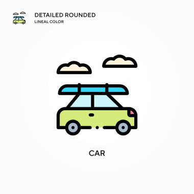 Araba vektör simgesi. Modern vektör illüstrasyon kavramları. Düzenlemesi ve kişiselleştirmesi kolay.