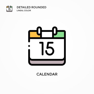 Takvim vektör simgesi. Modern vektör illüstrasyon kavramları. Düzenlemesi ve kişiselleştirmesi kolay.
