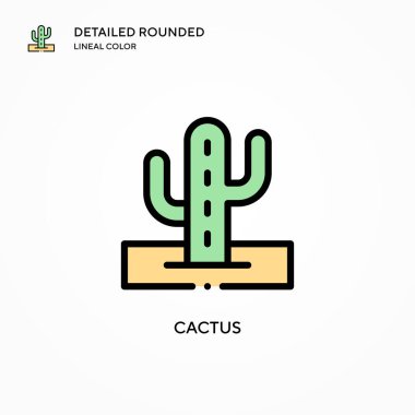 Kaktüs vektör simgesi. Modern vektör illüstrasyon kavramları. Düzenlemesi ve kişiselleştirmesi kolay.