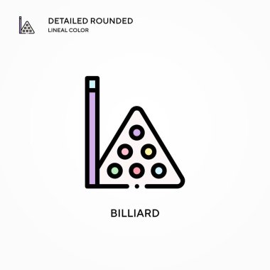 Bilardo vektör simgesi. Modern vektör illüstrasyon kavramları. Düzenlemesi ve kişiselleştirmesi kolay.