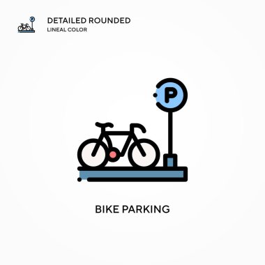 Bisiklet park etme ikonu. Modern vektör illüstrasyon kavramları. Düzenlemesi ve kişiselleştirmesi kolay.