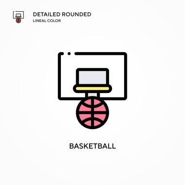 Basketbol vektör ikonu. Modern vektör illüstrasyon kavramları. Düzenlemesi ve kişiselleştirmesi kolay.