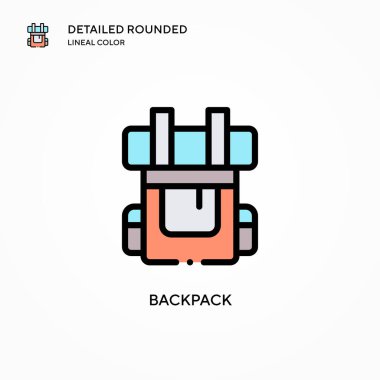 Sırt çantası vektör simgesi. Modern vektör illüstrasyon kavramları. Düzenlemesi ve kişiselleştirmesi kolay.
