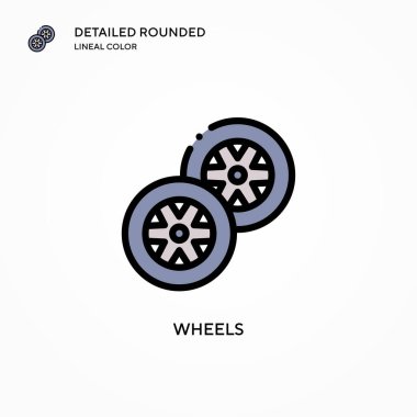 Tekerlek vektör simgesi. Modern vektör illüstrasyon kavramları. Düzenlemesi ve kişiselleştirmesi kolay.